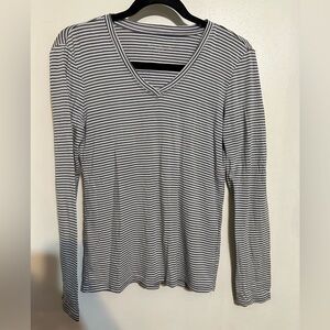 Eddie Bauer grey and White Striped Tee